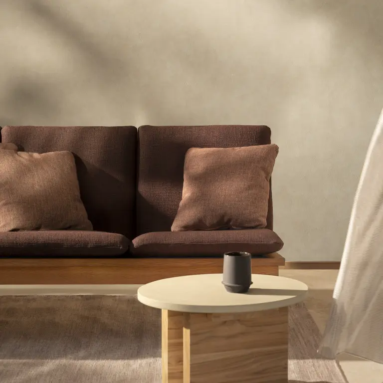 Bay upholstery fabrics by Vescom applied on seating in an indoor-outdoor space