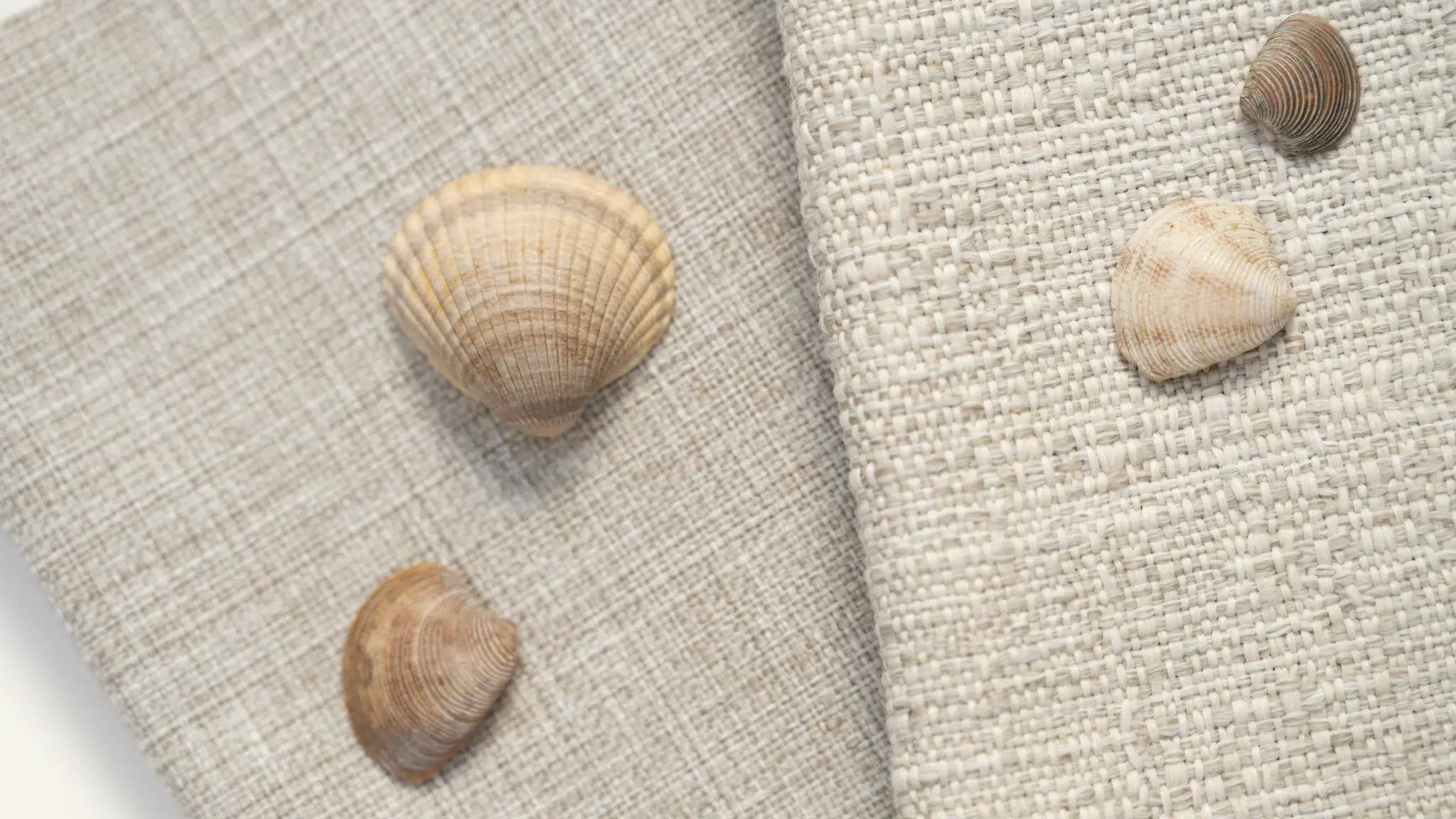 Laguna right and Bay left upholstery fabric by Vescom extreme close-up showing structure