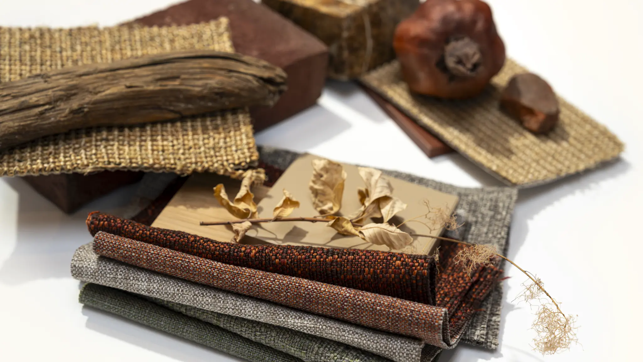 Laguna and Bay upholstery fabrics by Vescom as layered material samples