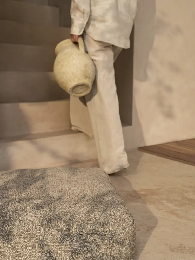 Laguna upholstery fabric by Vescom detail showing open structure and tactile texture