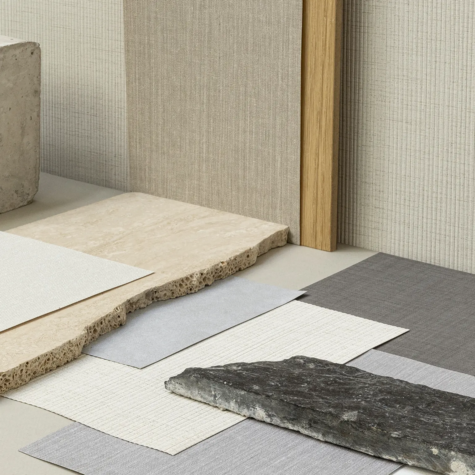 Overview of the 7 hygienic vinyl wallcovering designs in the Vescom Protect Special Selection, available from 1 metre.