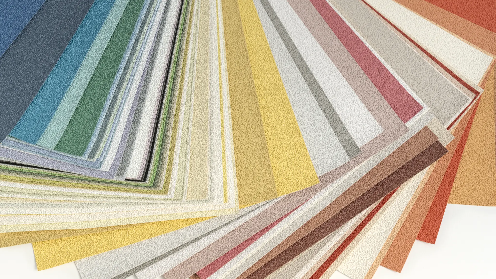 Vescom Colour Choice vinyl wallcovering colour palette displayed in a wide range of tones