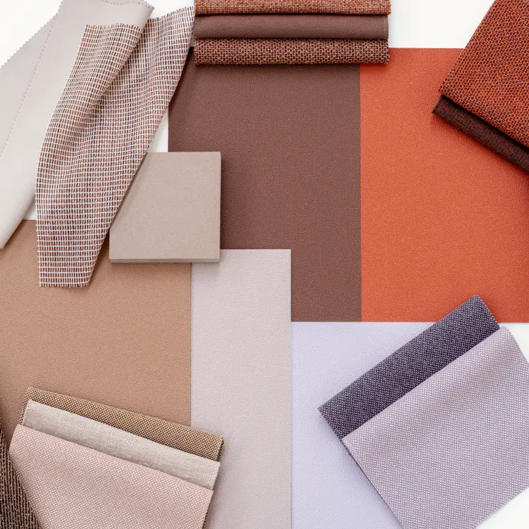 Vescom Colour Choice Earthy Depth vinyl wallcovering collage with deep warm hues and coordinated textures
