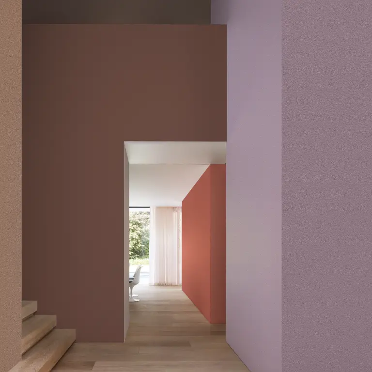 Vescom Colour Choice Earthy Depth vinyl wallcovering in an interior with warm enveloping colours and natural light