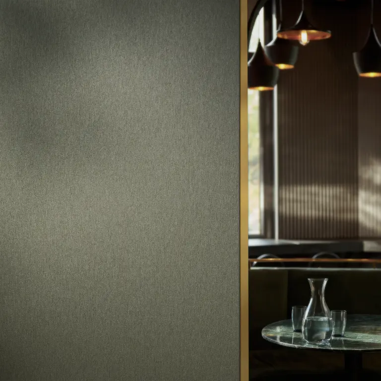 Vescom Stellar vinyl wallcovering catching the light with a subtle, sophisticated shimmer.