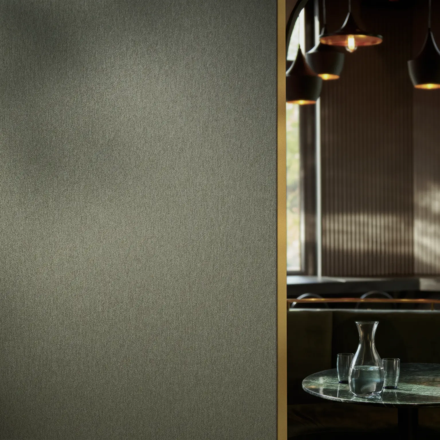 Vescom Stellar vinyl wallcovering catching the light with a subtle, sophisticated shimmer.